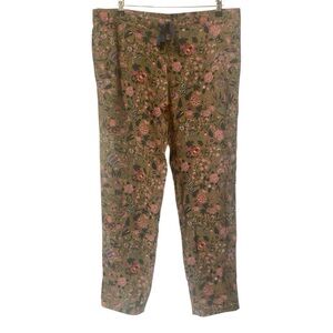 Sundance Madora Womens Army Green Floral Casual Drawstring Pants